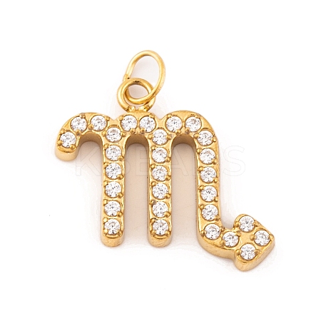 316 Stainless Steel Micro Pave Cubic Zirconia Pendants LS-STAS-K284-01L-G-1