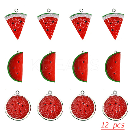 12Pcs 3 Styles Opaque Resin Pendants RESI-YW0003-39B-1