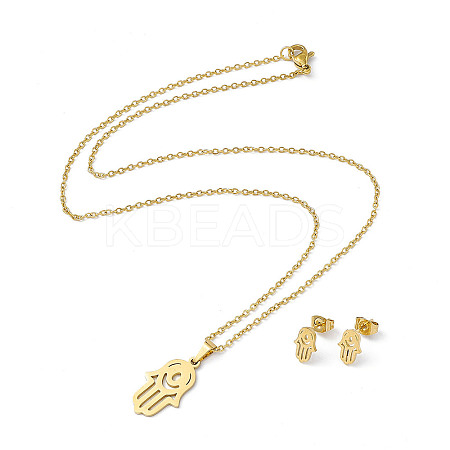 304 Stainless Steel Jewelry Set for Women LS-SJEW-F219-03G-1