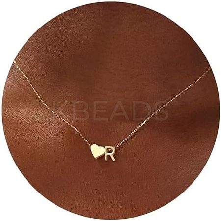 Simple Style Adjustable 316L Surgical Stainless Steel Heart and Initial Pendant Necklaces for Women WG95AEF-18-1