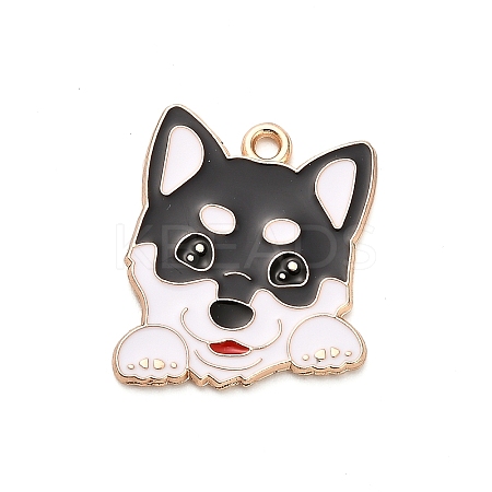Animal Puppy Alloy Enamel Pendants X-FIND-V001-03G-01-1
