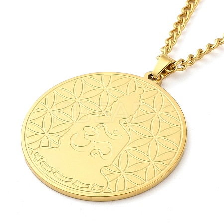 304 Stainlessa Steel Curb Chain Pendant Necklaces LS-NJEW-H034-04G-1