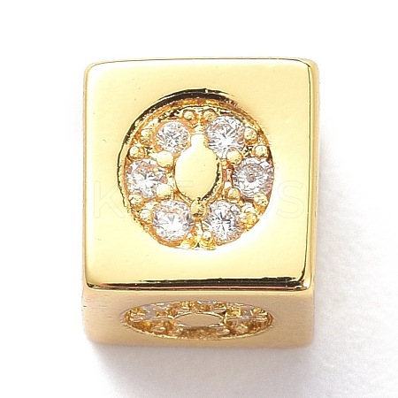 Real 18K Gold Plated Brass Micro Pave Clear Cubic Zirconia Beads ZIRC-L091-076G-O-1