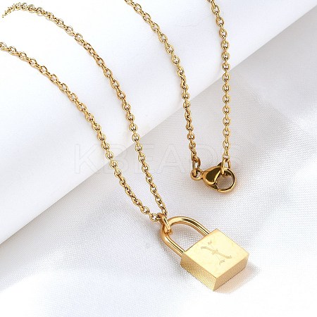 304 Stainless Steel Rolo Chain Pendant Necklaces NJEW-S444-01G-24-1