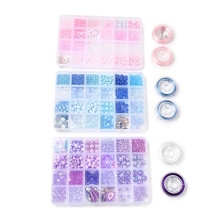 DIY Pink & Blue & Lavender Series Bracelets Making Kit DIY-FS0008-33-1