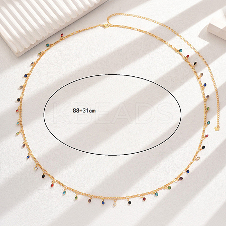 Fashionable Iron Colorful Rhinestone Pendant Tassel Waist Chain for Women DD7602-1