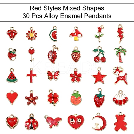 30Pcs 30 Styles Alloy Enamel Pendants FIND-YW0004-66-1
