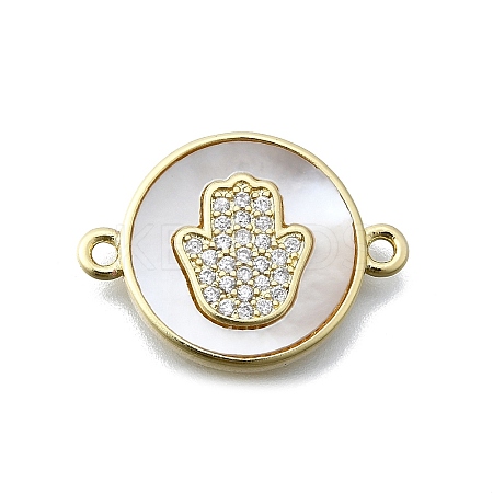 Hamsa Hand Connector Charms KK-V010-02G-02-1