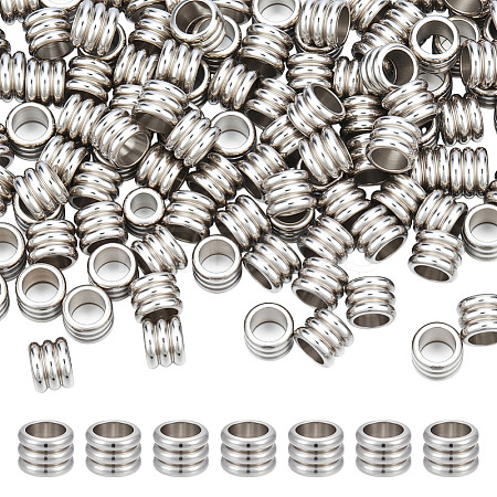 120Pcs 202 Stainless Steel Beads STAS-ME0002-49-1