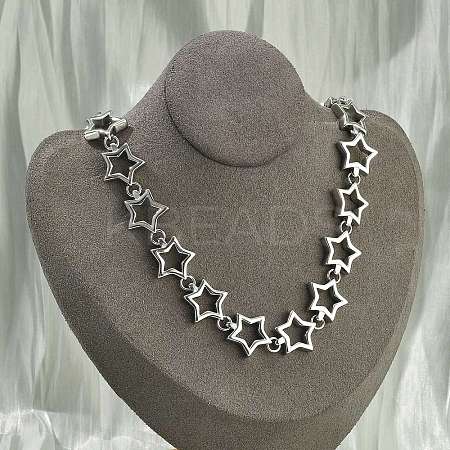 304 Stainless Steel Star Link Chain Necklaces for Women Men NJEW-A043-05P-1