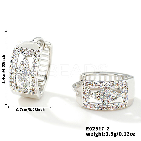 Shiny Hollow Geometric Brass Rhinestone Hoop Earrings Fashion Jewelry KS4813-2-1