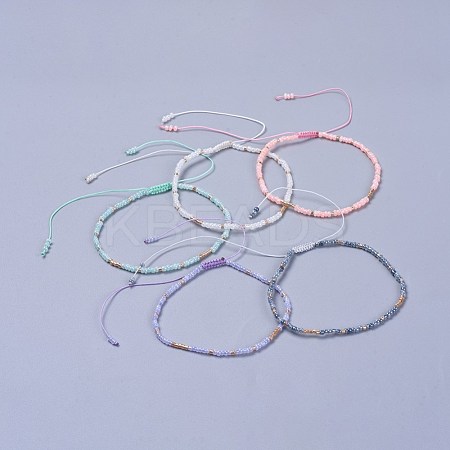 Adjustable Nylon Thread Braided Beads Bracelets BJEW-JB04374-1