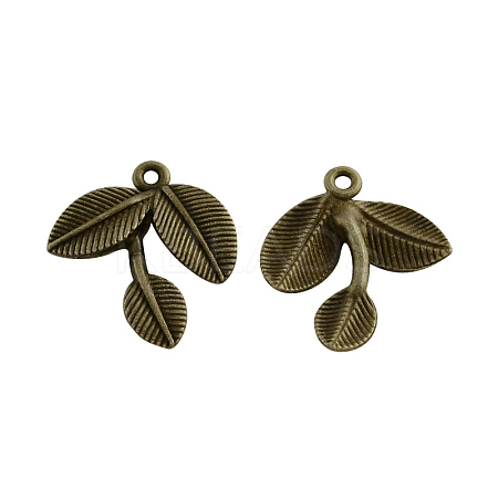 Tibetan Style Alloy Leaf Pendants TIBEP-Q035-67AB-NR-1