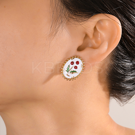 Elegant Alloy Enamel Flower Stud Earrings VA1196-1