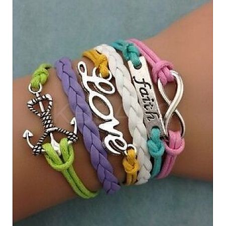 Suede & Imitation Leather Cord Knitted Multi-strand Bracelets WGD6FE3-03-1