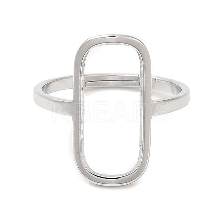 Non-Tarnish 304 Stainless Steel Hollow Rectangle Adjustable Ring for Women RJEW-M149-31P-1