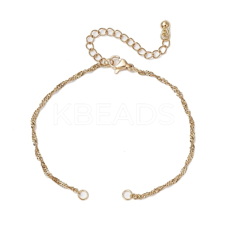 304 Stainless Steel Singapore Chain Bracelet Makings AJEW-JB01321-01-1