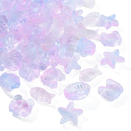 100Pcs Transparent Spray Painted Glass Beads GLAA-CJ0002-13-1