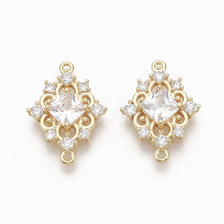 Brass Clear Cubic Zirconia Links connectors LS-ZIRC-Q021-046G-NF-1