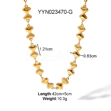 316L Surgical Stainless Steel Seashell Heart Link Chain Necklaces for Elegant European Style BF6500-3-1