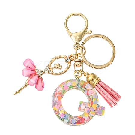 Letter A~Z Transparent Glitter Resin Pendant Keychains KEYC-FZ00024-17-1