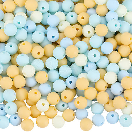 500Pcs Rubberized Style Imitated Silicone Acrylic Beads OACR-SP0001-33F-1