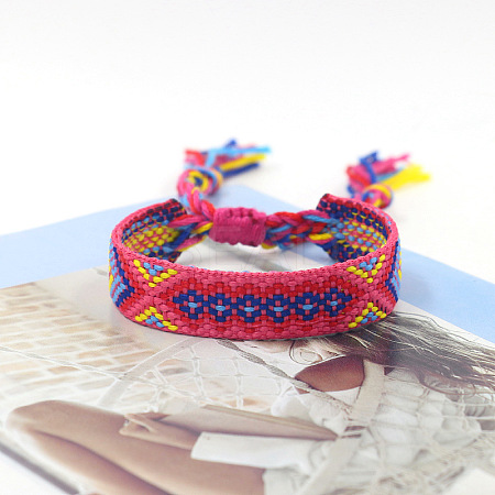 Polyester Braided Rhombus Pattern Cord Bracelet FIND-PW0013-004A-10-1