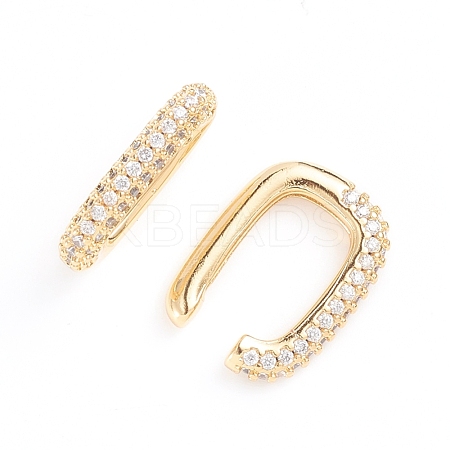 Brass Micro Pave Cubic Zirconia Cuff Earrings EJEW-G274-07G-02-1