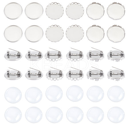 DIY Blank Dome 304 Stainless Steel Brooch Making Kit DIY-UN0056-17-1