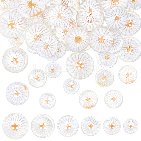 72Pcs 6 Styles Resin Buttons BUTT-PH0001-74-1