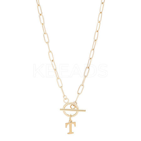 304 Stainless Steel Letter Pendant Necklaces NJEW-LP0001-52T-G-1