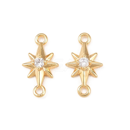 Brass Pave Clear Cubic Zirconia Connector Charms KK-H524-14G-1