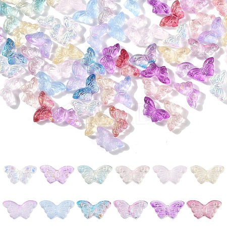 120Pcs 12 Styles Transparent Spray Painted Glass Beads GLAA-YW0003-79-1