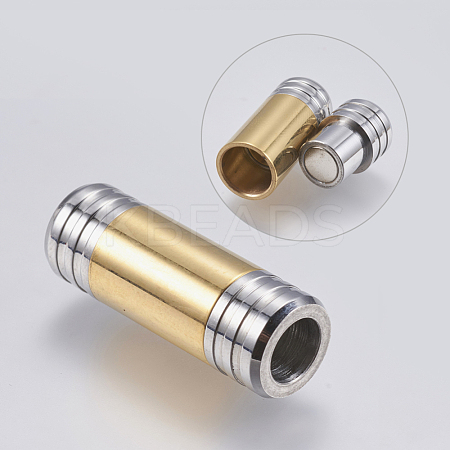 304 Stainless Steel Magnetic Clasps with Glue-in Ends STAS-F139-074G-1