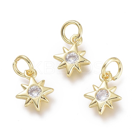 Brass Micro Pave Cubic Zirconia Pendants KK-P188-H04-G-1