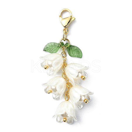 Flower ABS Plastic Imitation Pearl Pendant Decorations HJEW-TA00111-1