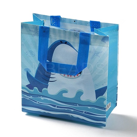 Cartoon Printed Shark Non-Woven Reusable Folding Gift Bags with Handle LS-ABAG-F009-D02-1