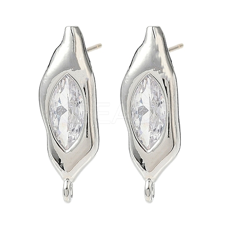 Nuggets Brass Micro Pave Clear Cubic Zirconia Stud Earring Findings KK-D386-18P-1
