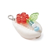 Natural Cowrie Shell & Acrylic & Glass Seed Beads Flower Shell Shaped Pendants PALLOY-JF03819-4