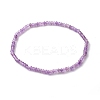 Faceted Rondelle Natural Amethyst Beads Stretch Bracelets BJEW-JB06383-02-1