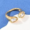 304 Stainless Steel with Glass Cuff Open Rings RJEW-Z125-03G-01-1
