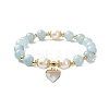 Natural Mixed Gemstone & Pearl Beaded Stretch Bracelet BJEW-JB09360-3