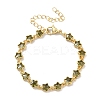 Star Brass Pave Cubic Zirconia Link Chain Bracelets for Women BJEW-P385-03G-06-1