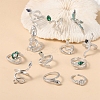 12Pcs Alloy Rhinestone Cuff Rings PW-WGFF40C-01-4