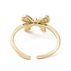 Clear Cubic Zirconia Bowknot Open Cuff Ring RJEW-I094-07G-3