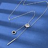 304 Stainless Steel Crystal Rhinestone Flat Round Pendant Y Necklaces NJEW-V001-03P-1