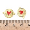 Brass Enamel Flat Round with Heart Links Connector Charms KK-L256-48C-G-3