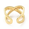 Cubic Zirconia Criss Cross Open Cuff Ring RJEW-E046-23G-02-2