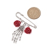 Halloween Skeleton Hand Alloy & Synthetic Coral Flower Pendants Kilt Pins JEWB-BR00169-3