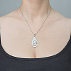 201 Stainless Steel Hollow Teardrop with Moon Pendant Necklace NJEW-OY002-10-2